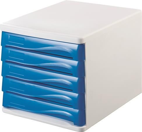 Helit Zásuvkový box, 5x zásuvka, bílá/modrá, plastový - obrázek 1