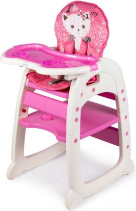 ECO TOYS Jídelní židlička, stoleček 2v1 Kočička, růžová - obrázek 1