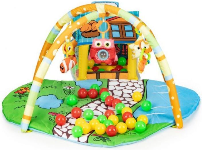 ECO TOYS Vzdělávací deka s hrazdou a míčky, Domeček - obrázek 1