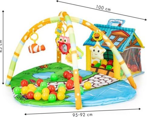 ECO TOYS Vzdělávací deka s hrazdou a míčky, Domeček - obrázek 2