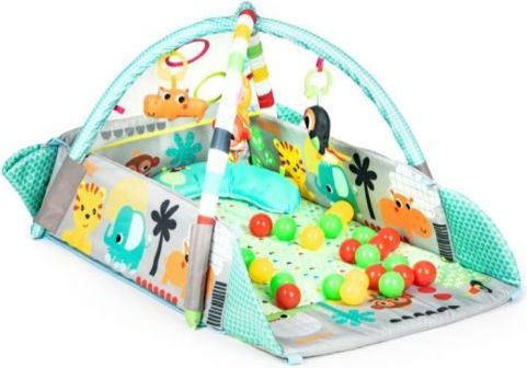 ECO TOYS Vzdělávací deka s hrazdou a míčky 3v1, modrá - obrázek 2