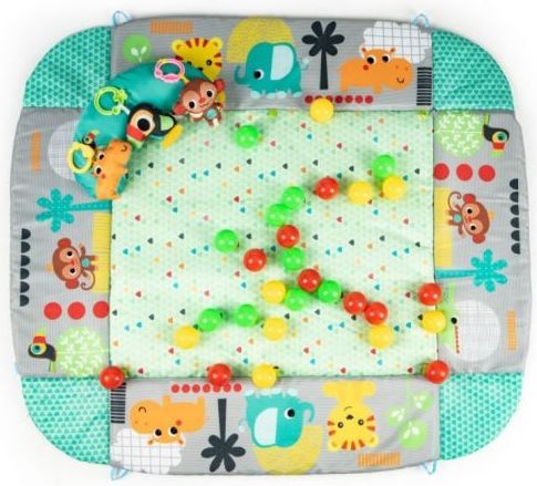 ECO TOYS Vzdělávací deka s hrazdou a míčky 3v1, modrá - obrázek 4