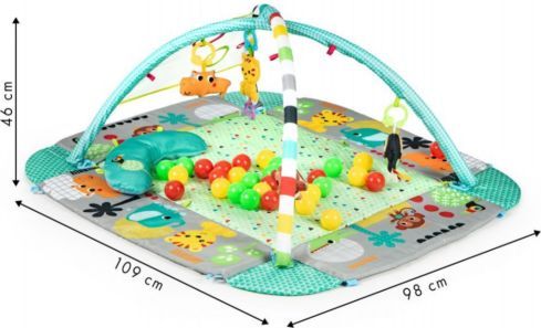 ECO TOYS Vzdělávací deka s hrazdou a míčky 3v1, modrá - obrázek 5