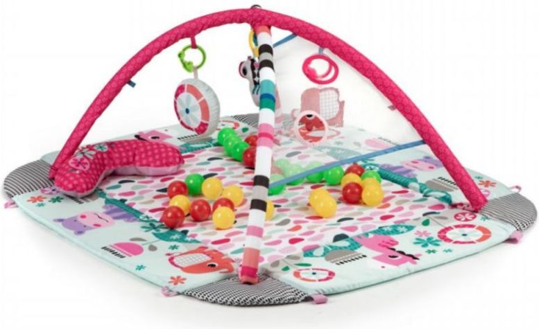 ECO TOYS Vzdělávací deka s hrazdou a míčky 3v1, růžová - obrázek 1