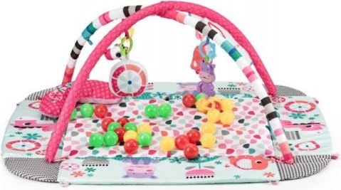 ECO TOYS Vzdělávací deka s hrazdou a míčky 3v1, růžová - obrázek 2