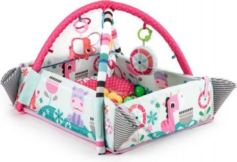 ECO TOYS Vzdělávací deka s hrazdou a míčky 3v1, růžová - obrázek 3