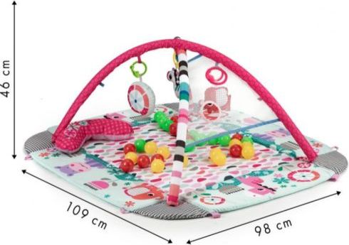 ECO TOYS Vzdělávací deka s hrazdou a míčky 3v1, růžová - obrázek 4