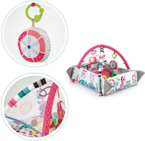 ECO TOYS Vzdělávací deka s hrazdou a míčky 3v1, růžová - obrázek 7