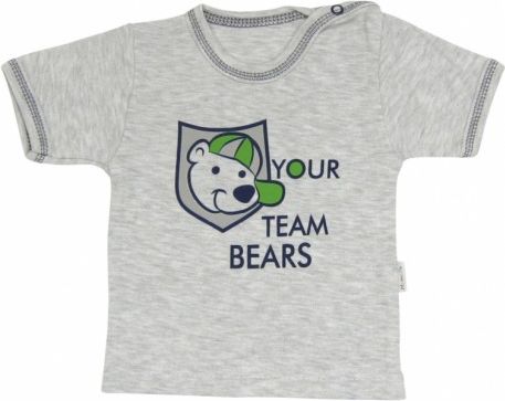 Bavlněné tričko Medvídek proužek - krátký rukáv - obrázek 1
