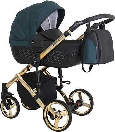 Kočárek Kunert Tiaro Premium 2021 dvojkombinace Zlatý rám - black/dark petrol - obrázek 1