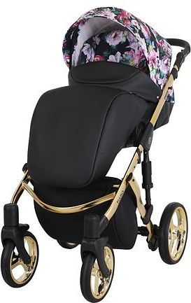 Kočárek Kunert Tiaro Premium 2021 dvojkombinace Zlatý rám - black/flowers - obrázek 2