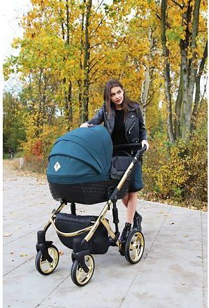 Kočárek Kunert Tiaro Premium 2021 dvojkombinace Zlatý rám - black/flowers - obrázek 19