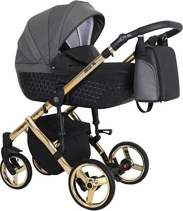 Kočárek Kunert Tiaro Premium 2021 dvojkombinace Zlatý rám - black/grey - obrázek 1