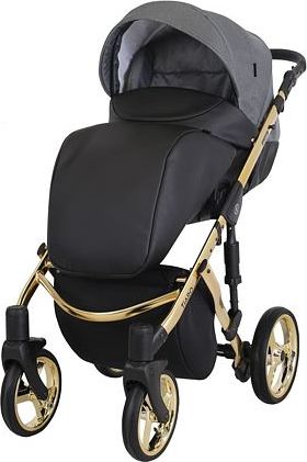 Kočárek Kunert Tiaro Premium 2021 dvojkombinace Zlatý rám - black/grey - obrázek 2