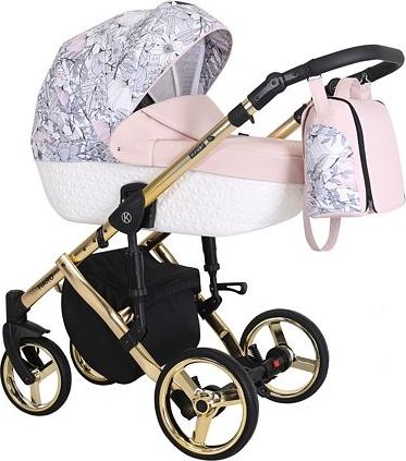 Kočárek Kunert Tiaro Premium 2021 dvojkombinace Zlatý rám - white/flowers - obrázek 1