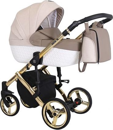 Kočárek Kunert Tiaro Premium 2021 trojkombinace Zlatý rám - white/beige - obrázek 1
