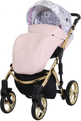 Kočárek Kunert Tiaro Premium 2021 trojkombinace Zlatý rám - white/flowers - obrázek 2