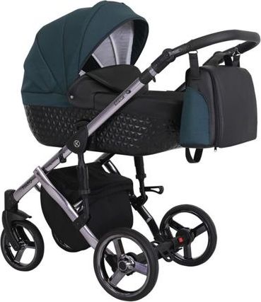 Kočárek Kunert Tiaro Premium 2021 dvojkombinace Stříbrný rám - black/dark petrol - obrázek 1