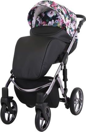 Kočárek Kunert Tiaro Premium 2021 dvojkombinace Stříbrný rám - black/flowers - obrázek 2