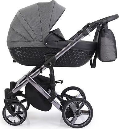 Kočárek Kunert Tiaro Premium 2021 dvojkombinace Stříbrný rám - black/flowers - obrázek 3