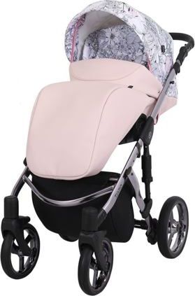 Kočárek Kunert Tiaro Premium 2021 dvojkombinace Stříbrný rám - white/flowers - obrázek 2