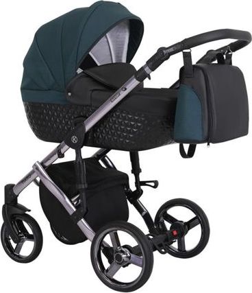 Kočárek Kunert Tiaro Premium 2021 trojkombinace Stříbrný rám - black/dark petrol - obrázek 1