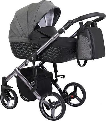 Kočárek Kunert Tiaro Premium 2021 trojkombinace Stříbrný rám - black/grey - obrázek 1