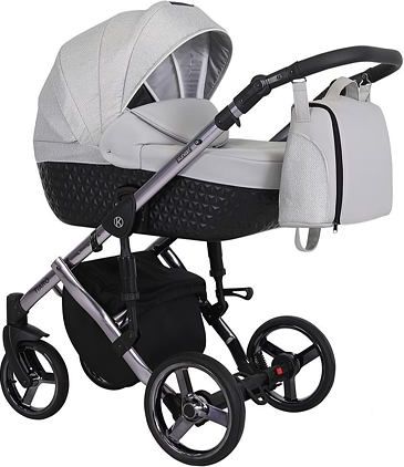 Kočárek Kunert Tiaro Premium 2021 trojkombinace Stříbrný rám - black/light grey - obrázek 1