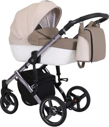 Kočárek Kunert Tiaro Premium 2021 trojkombinace Stříbrný rám - white/beige - obrázek 1