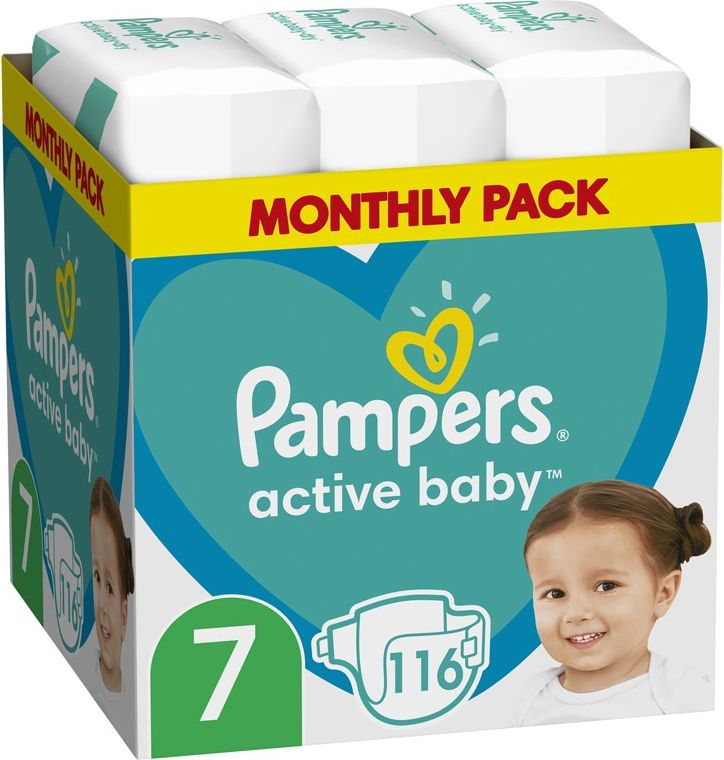 PAMPERS Active Baby 7 (15 kg+) 116 ks měsíční balení - jednorázové pleny - obrázek 2