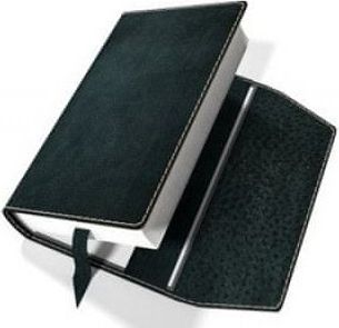 Obal na knihu kožený se záložkou Černý kovový - obrázek 1