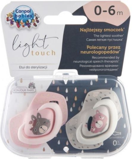 Canpol Babies 2 ks symetrických silikonových dudlíků, 0-6m, Bonjour Paris, růžová/šedá - obrázek 5