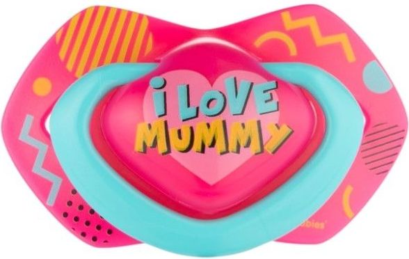 Canpol Babies 2 ks symetrických silikonových dudlíků, 6-18m, Neon Love Baby, růžovo, žluté - obrázek 2