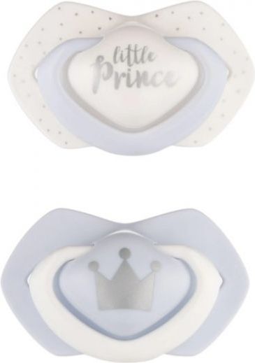Canpol Babies 2 ks symetrických silikonových dudlíků, 6-18m+, Little prince, modré - obrázek 2