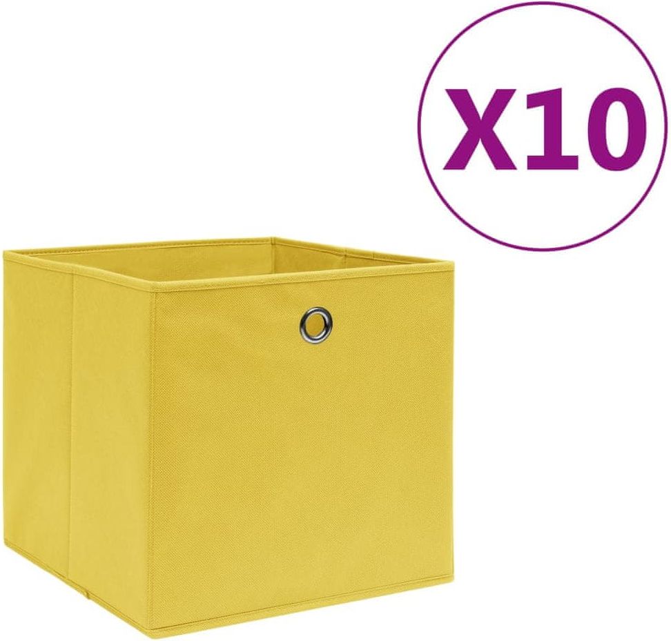 shumee Netkané krabice 10 ks 28x28x28 cm žluté - obrázek 1