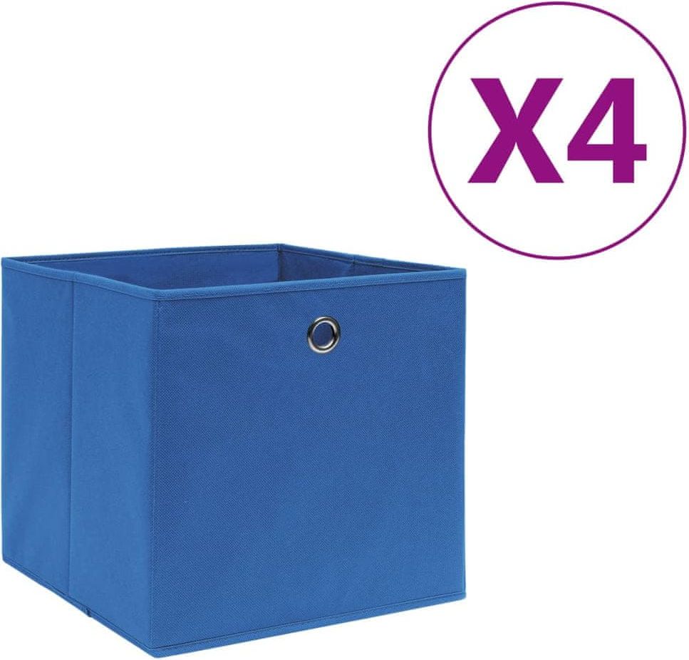 shumee Krabice z netkaných textilií 4 ks 28x28x28 cm modrá - obrázek 1