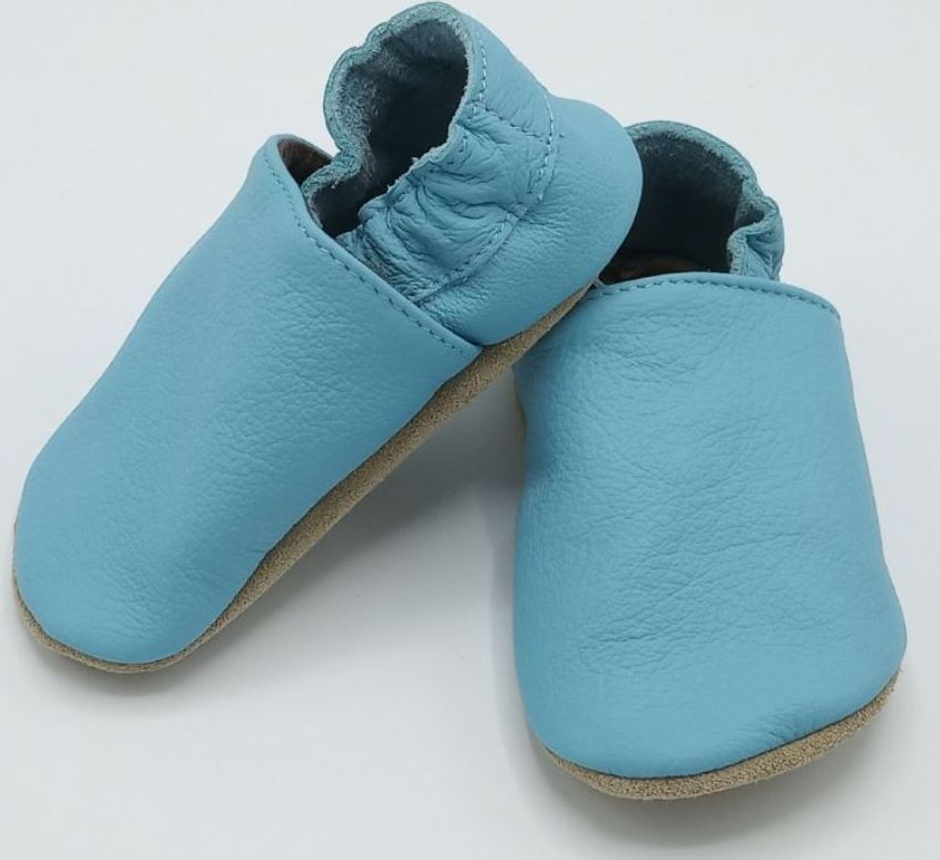 Kožené barefoot capáčky BaBice Baby blue BA-121 Velikost: 17 - obrázek 1