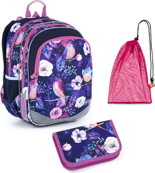 Školní batoh 3 dílný set ptáček ELLY 21004 G Medium Topgal - obrázek 1