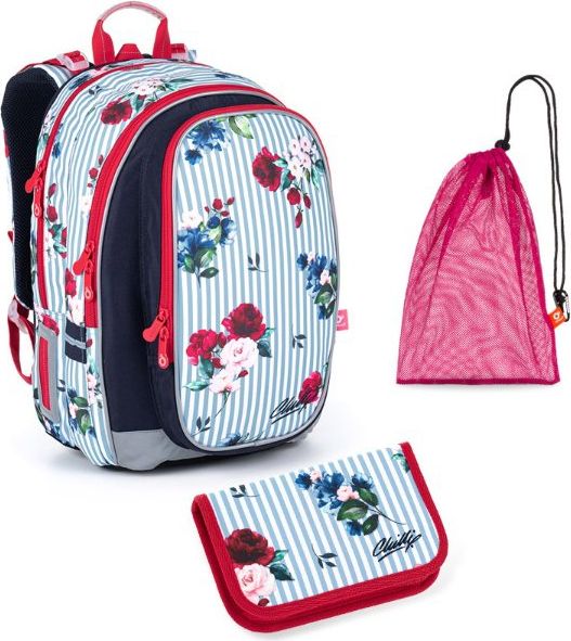 Školní batoh 3 dílný set květy MIRA 21008 G Medium Topgal - obrázek 1