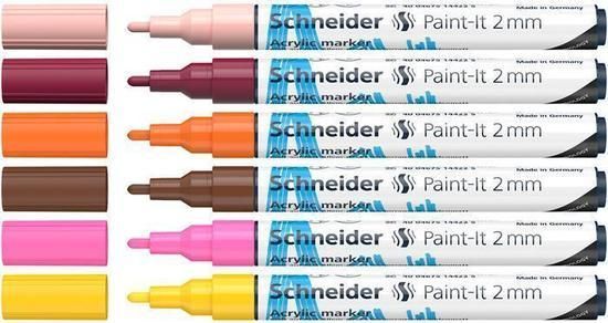 Acrylic marker set, 2 mm, SCHNEIDER "Paint-It 310", 6 assorted colours, set 6 ks - obrázek 1