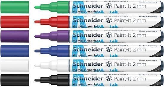 Acrylic marker set, 2 mm, SCHNEIDER "Paint-It 310", 6 assorted colours, set 6 ks - obrázek 1
