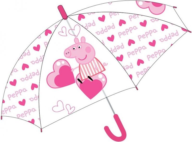 E plus M · Dětský / dívčí vystřelovací deštník Prasátko Peppa a srdíčka - obrázek 1