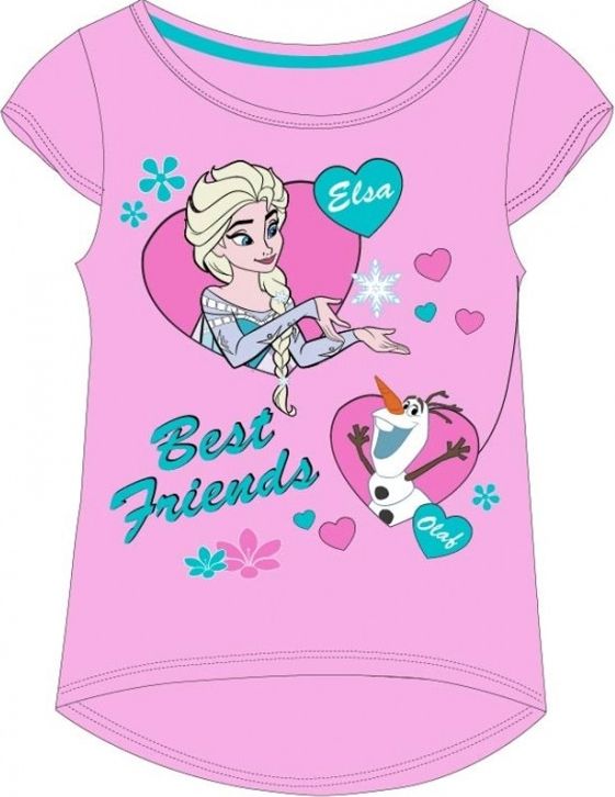 E plus M - Dívčí tričko s krátkým rukávem Ledové království - Frozen - Elsa a Olaf - růžové 110 - obrázek 1