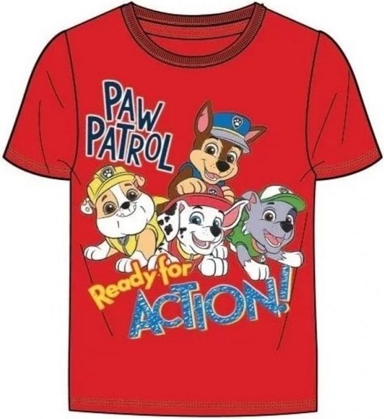 SpinMaster - Chlapecké bavlněné tričko s krátkým rukávem Tlapková patrola PAW PATROL - ACTION - červené 116 - obrázek 1
