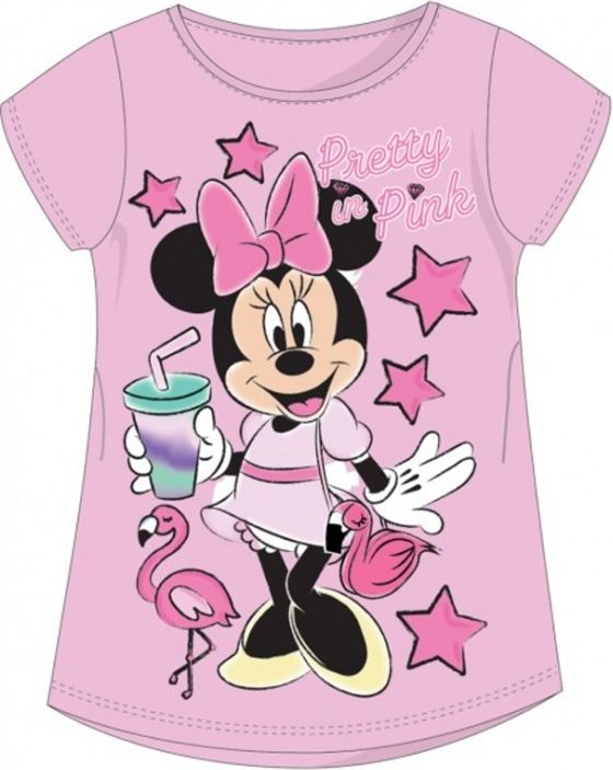 Setino - Dívčí bavlněné tričko s krátkým rukávem Minnie Mouse (Disney) - sv. růžové 110 - obrázek 1
