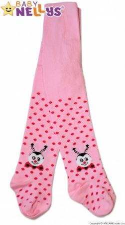 Bavlněné punčocháče Baby Nellys ® - Beruška růžové s puntíky, Velikost koj. oblečení 92 (18-24m) - obrázek 1