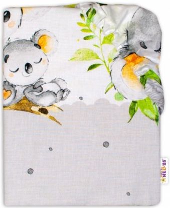 Baby Nellys Dětské bavlněné prostěradlo do postýlky - Medvídek Koala, šedá, Rozměry 120x60 - obrázek 1