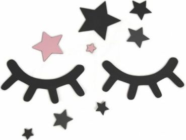 Adam Toys Dekorace na zeď - Spící očka s hvězdičkami, růžové - obrázek 1