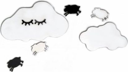 Adam Toys Dekorace na zeď - Spící mráček s ovečkama, bílý/černý - obrázek 1