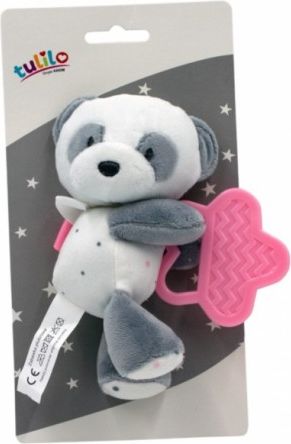 Tulilo Plyšová hračka s kousátkem Medvídek Panda, 15 cm - růžový - obrázek 1